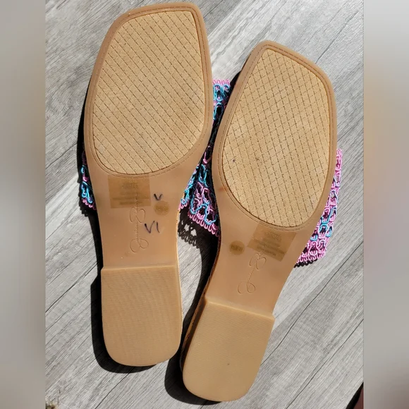 Jessica Simpson Pink and Blue Slide Sandals - Picture 4 of 8